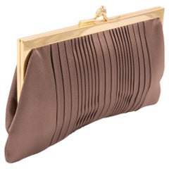 Vintage 1960s Nut Silk Evening Clutch Bag