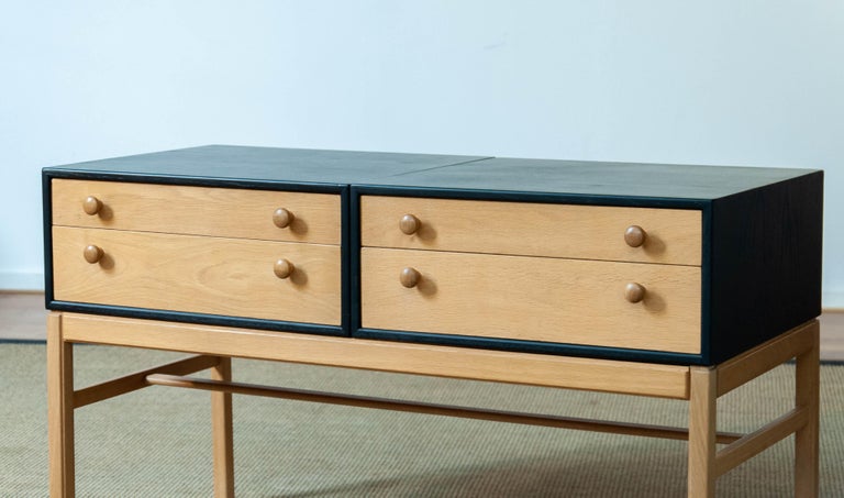 1960's Oak and Black Lacquered Hall Chest / Side Board by 