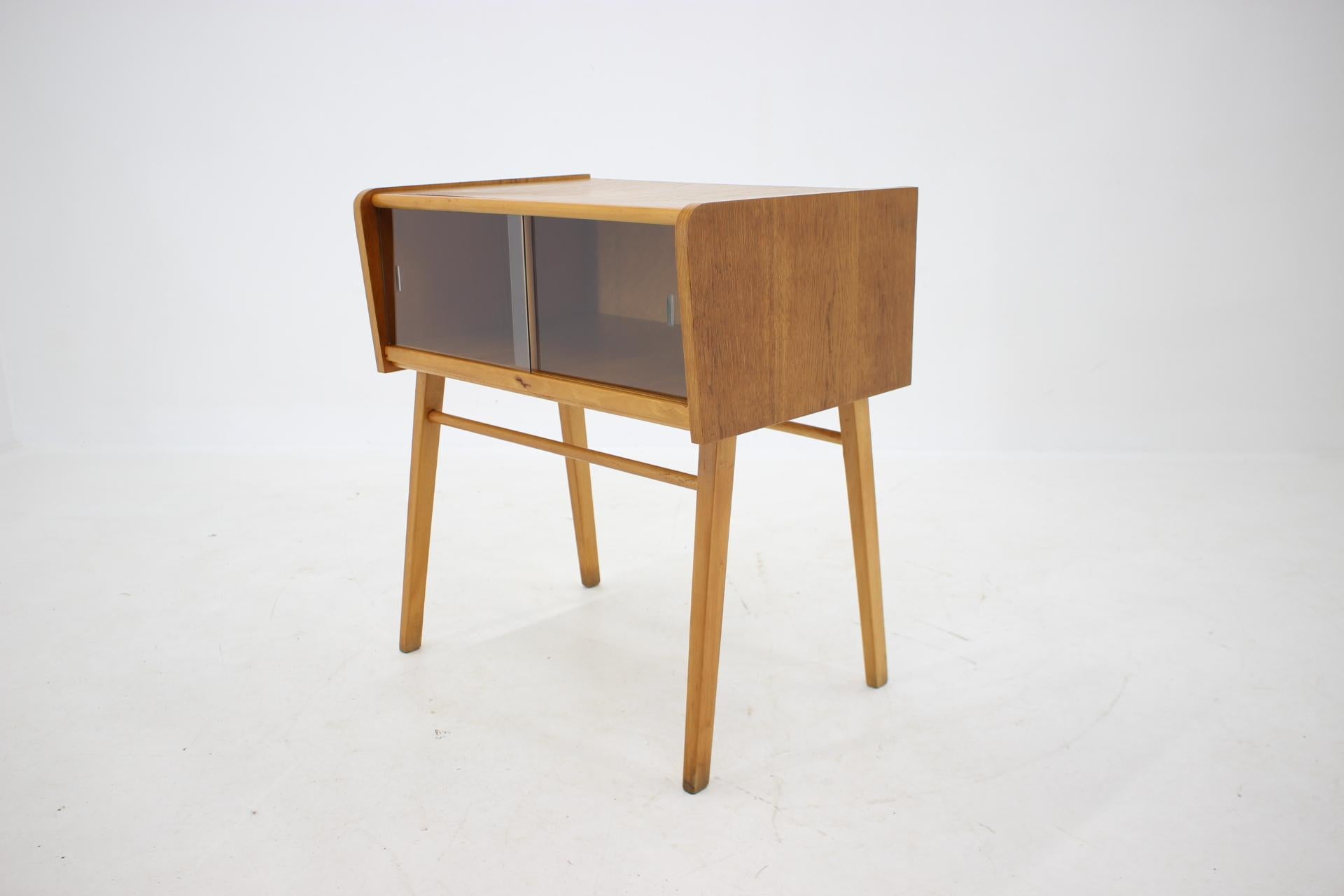 Mid-20th Century 1960s Oak and Glass Cabinet, Czechoslovakia For Sale