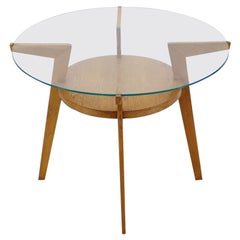 1960s Oak and Glass Coffee Table, Czechoslovakia 1960s Oak and Glass Coffee Table, Czechoslovakia