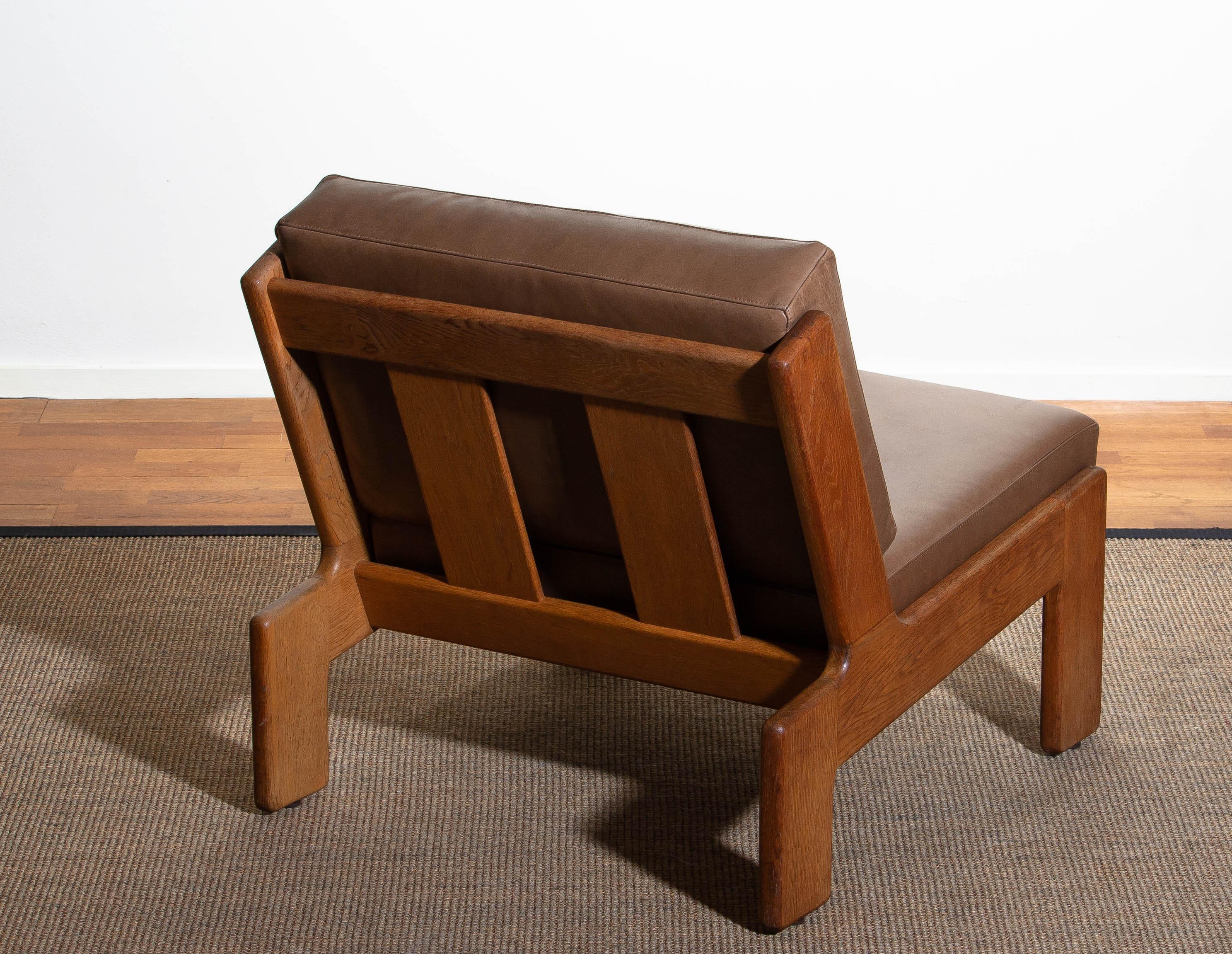1960s, Oak and Leather Cubist Lounge Chair by Esko Pajamies for Asko, Finland 2