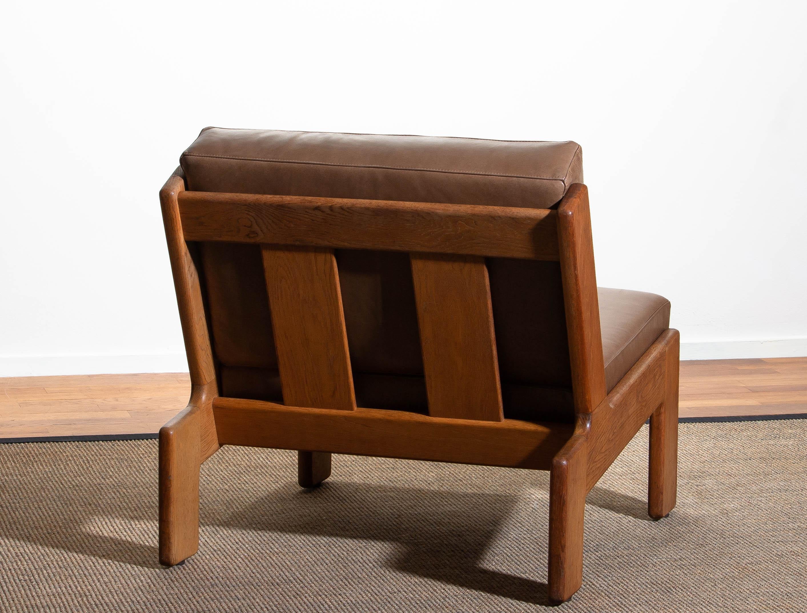 1960s, Oak and Leather Cubist Lounge Chair by Esko Pajamies for Asko, Finland 3