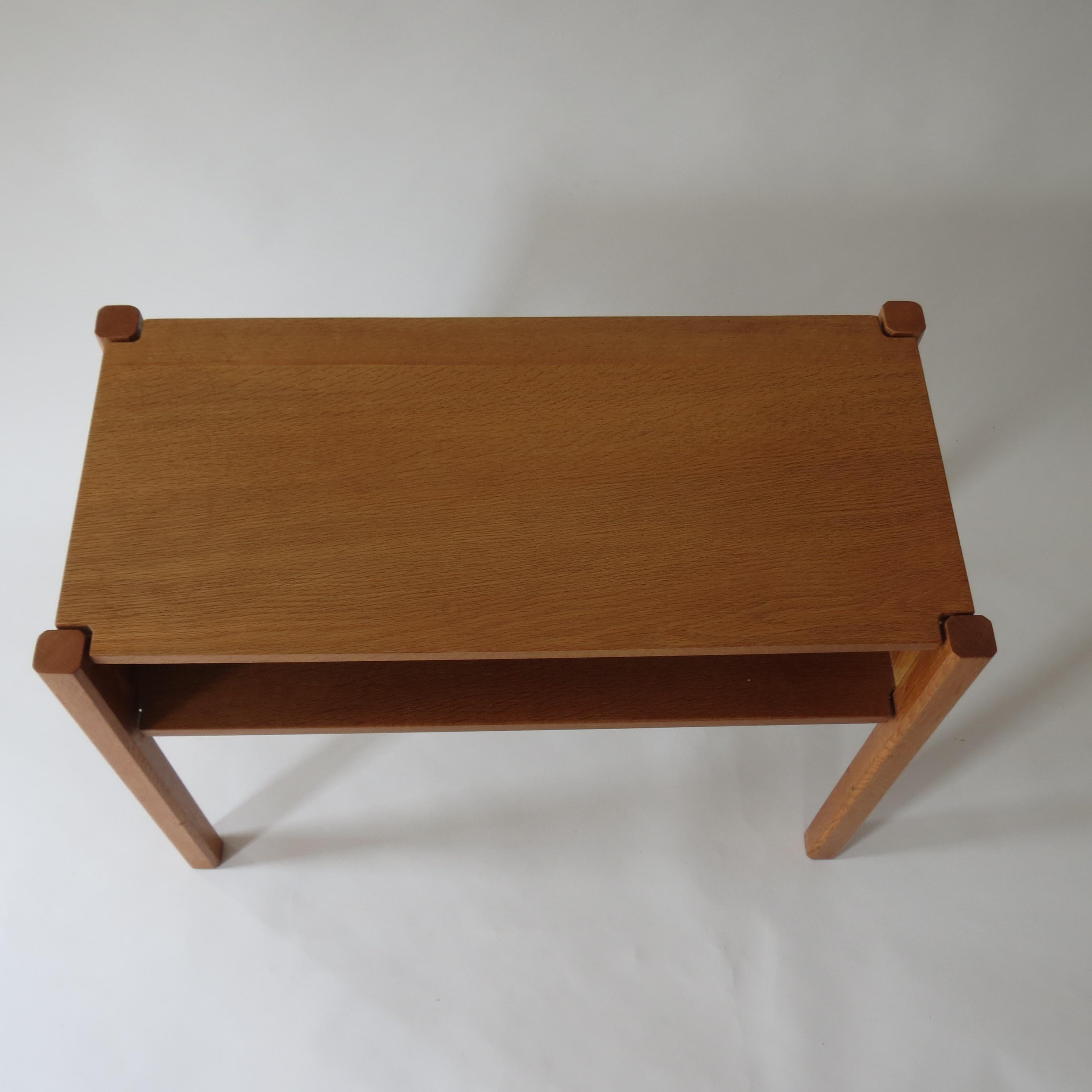 Hand-Crafted 1960s Oak Arts Craft Style Side Table Nightstand Hand Produced by Paul Litton 
