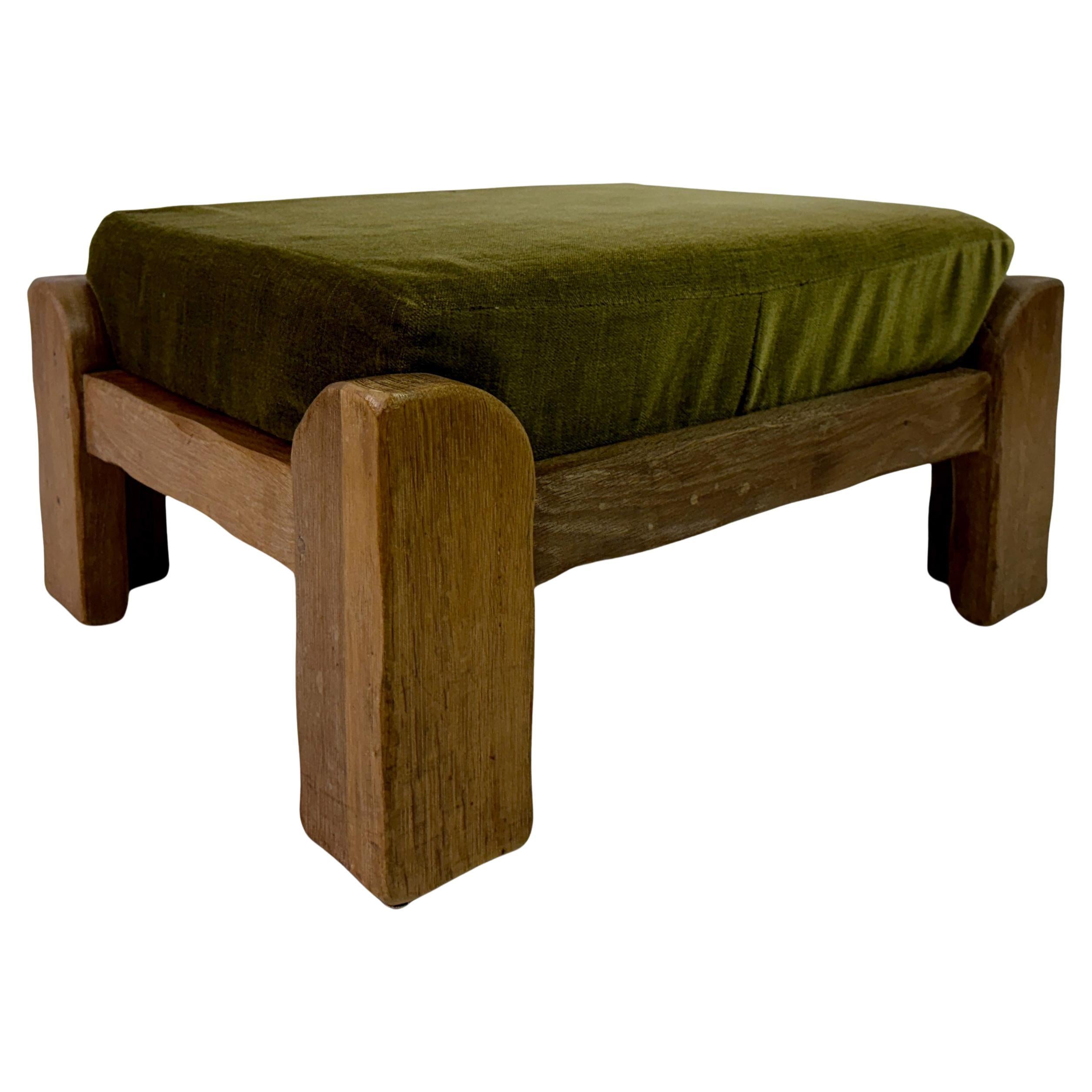 1960er EICHE Brutalistischer Hocker oder Ottomane von De Puydt