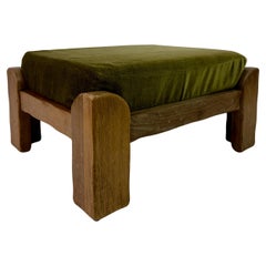 1960s Oak Brutalist Stool or Ottoman by De Puydt