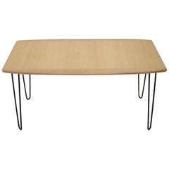 1960s Oak Coffee Table on Hairpin Legs