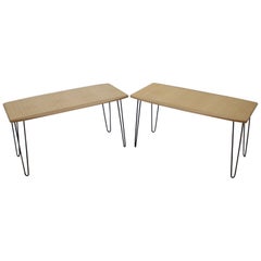 1960s Oak Coffee Table on Hairpin Legs, Set of 2