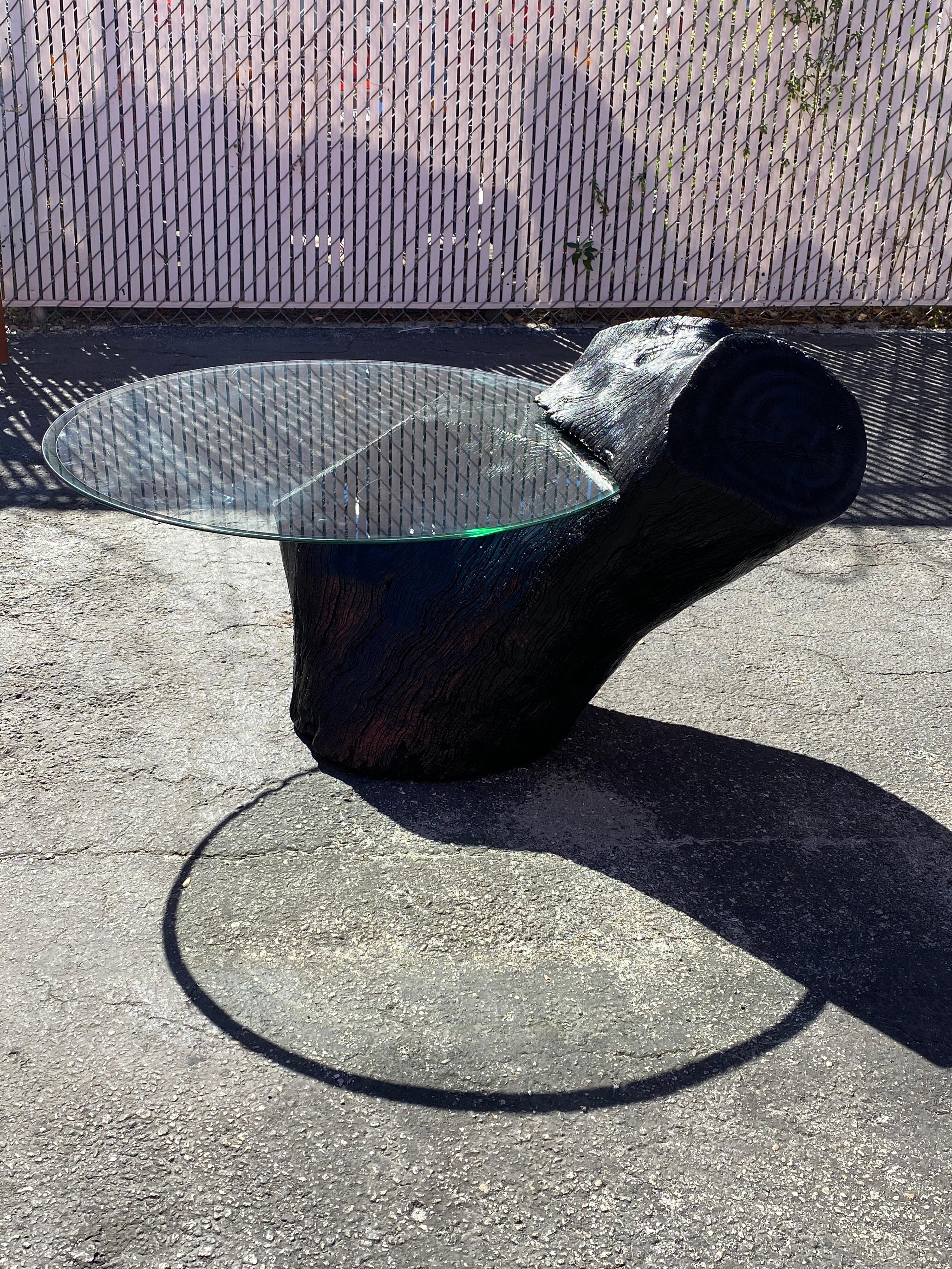 1960s Oak Ebony Cantilevered Sculptural Wabi Sabi Coffee Table In Good Condition For Sale In Fort Lauderdale, FL