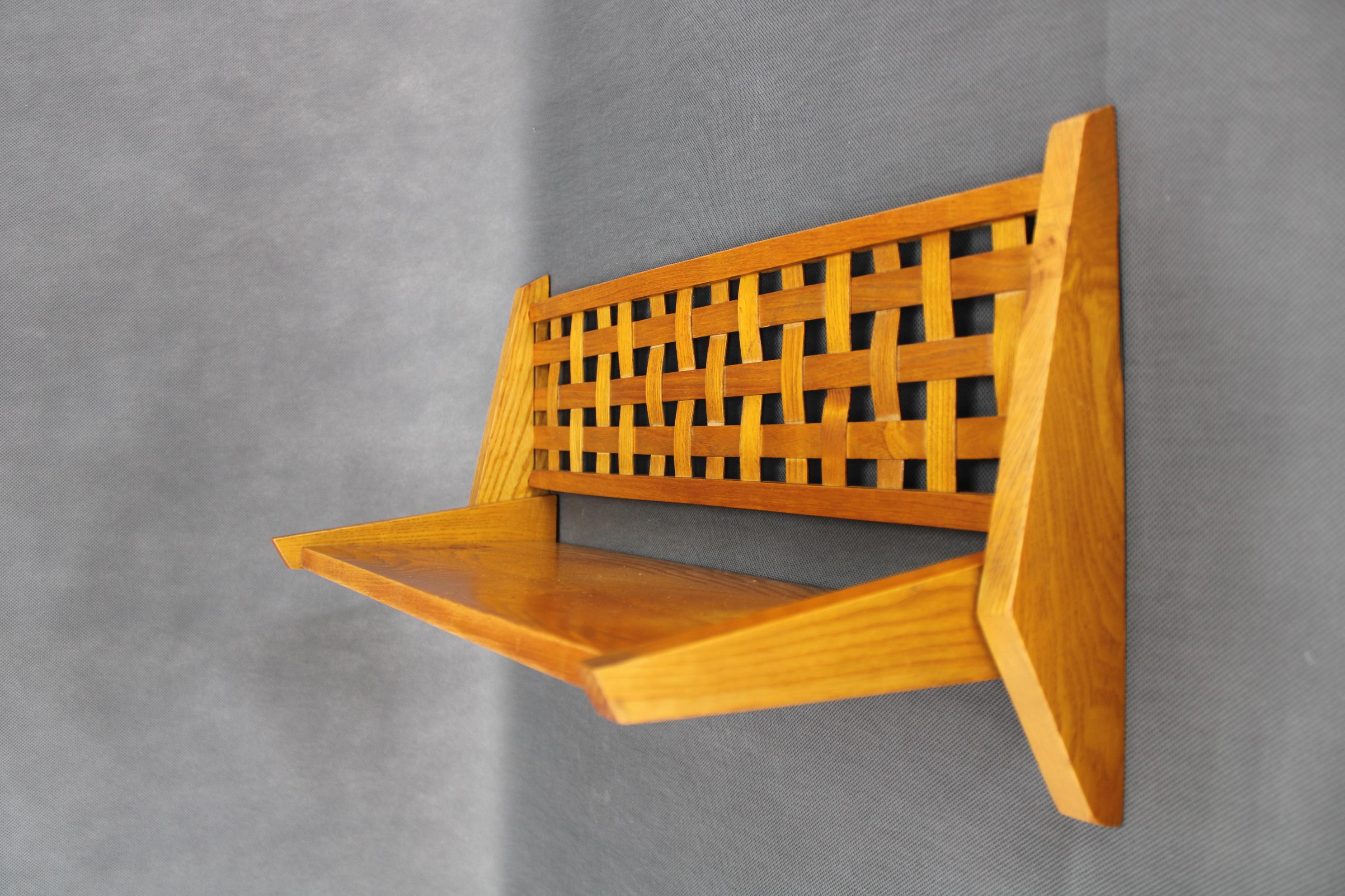 Mid-Century Modern 1960s Oak Folding Shelf By ULUV, Czechoslovakia For Sale