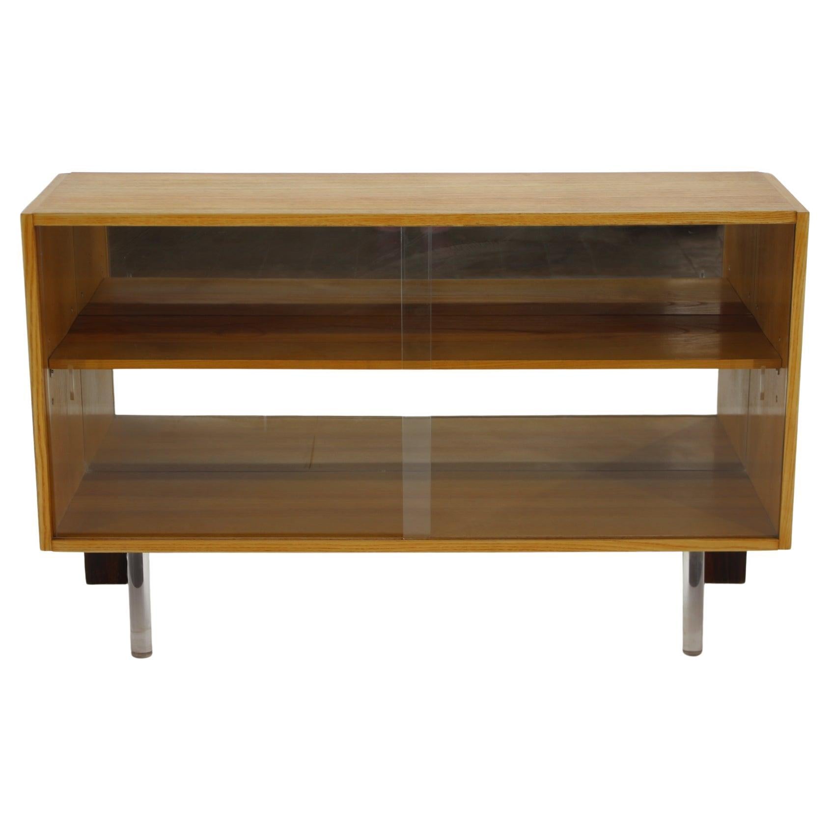 1960s Oak Glass Cabinet with Lucide Legs, Germany  For Sale