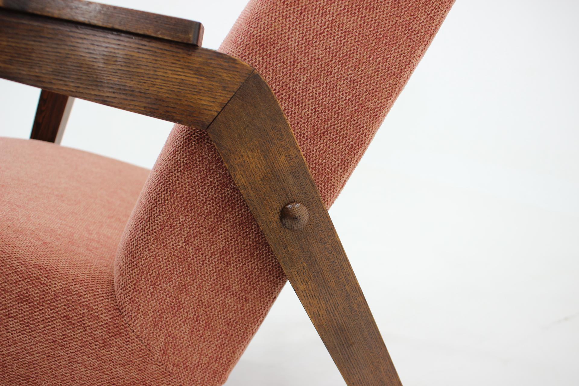 Fabric 1960s Oak Highback Chair, Denmark