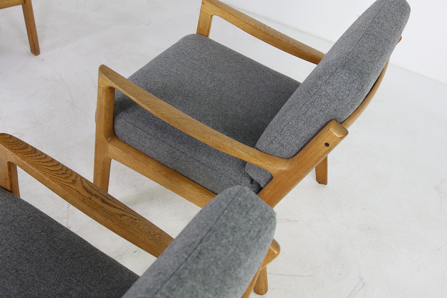 1960s Oak Living Room Set Sofa & Two Lounge Chairs Ole Wanscher, Danish Modern For Sale 6