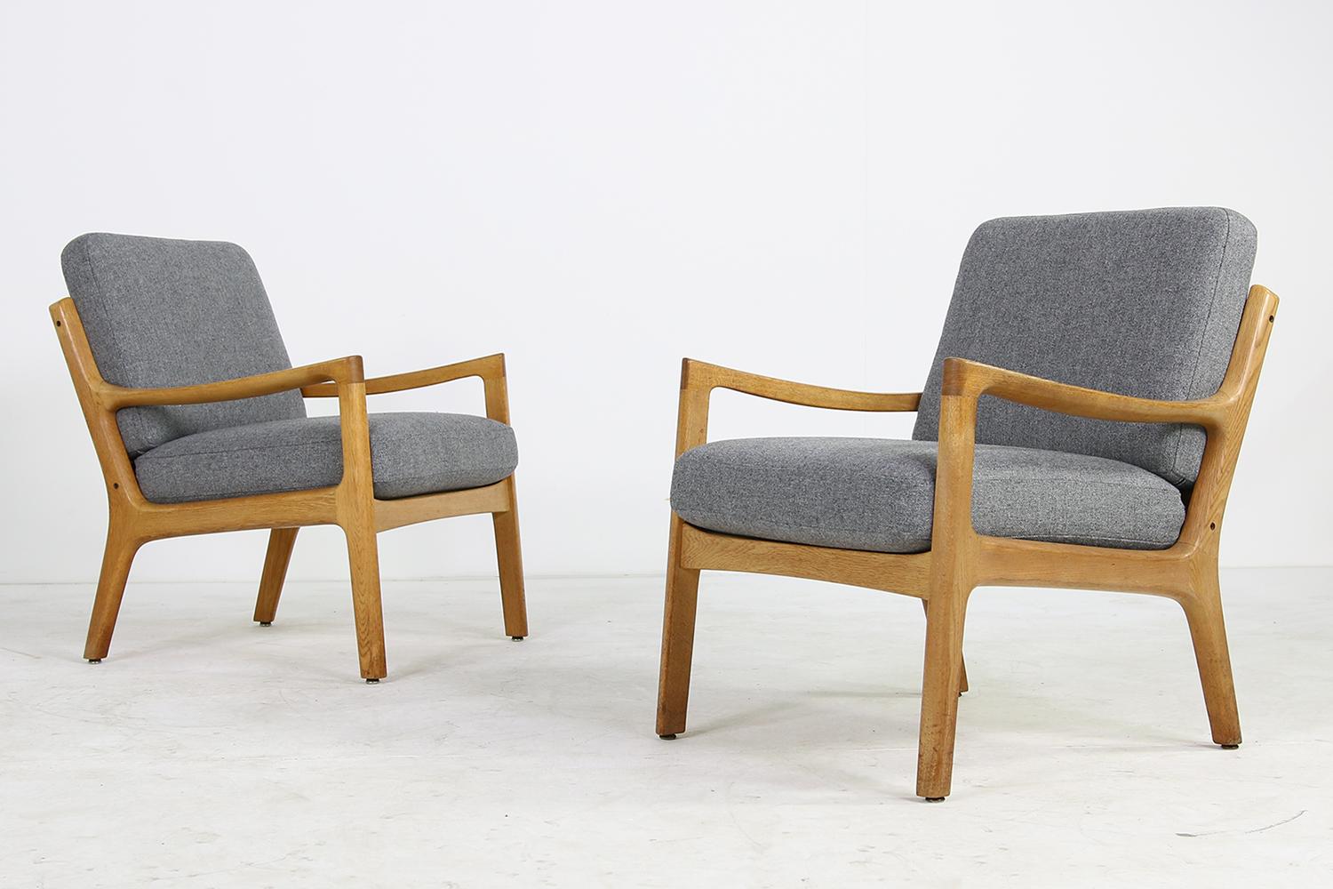 1960s Oak Living Room Set Sofa & Two Lounge Chairs Ole Wanscher, Danish Modern In Good Condition For Sale In Hamminkeln, DE