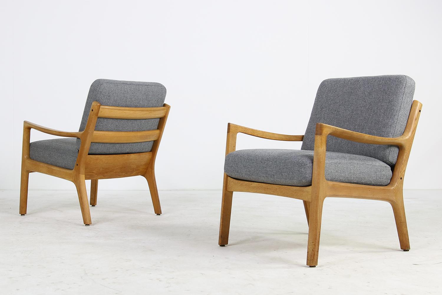 1960s Oak Living Room Set Sofa & Two Lounge Chairs Ole Wanscher, Danish Modern For Sale 3
