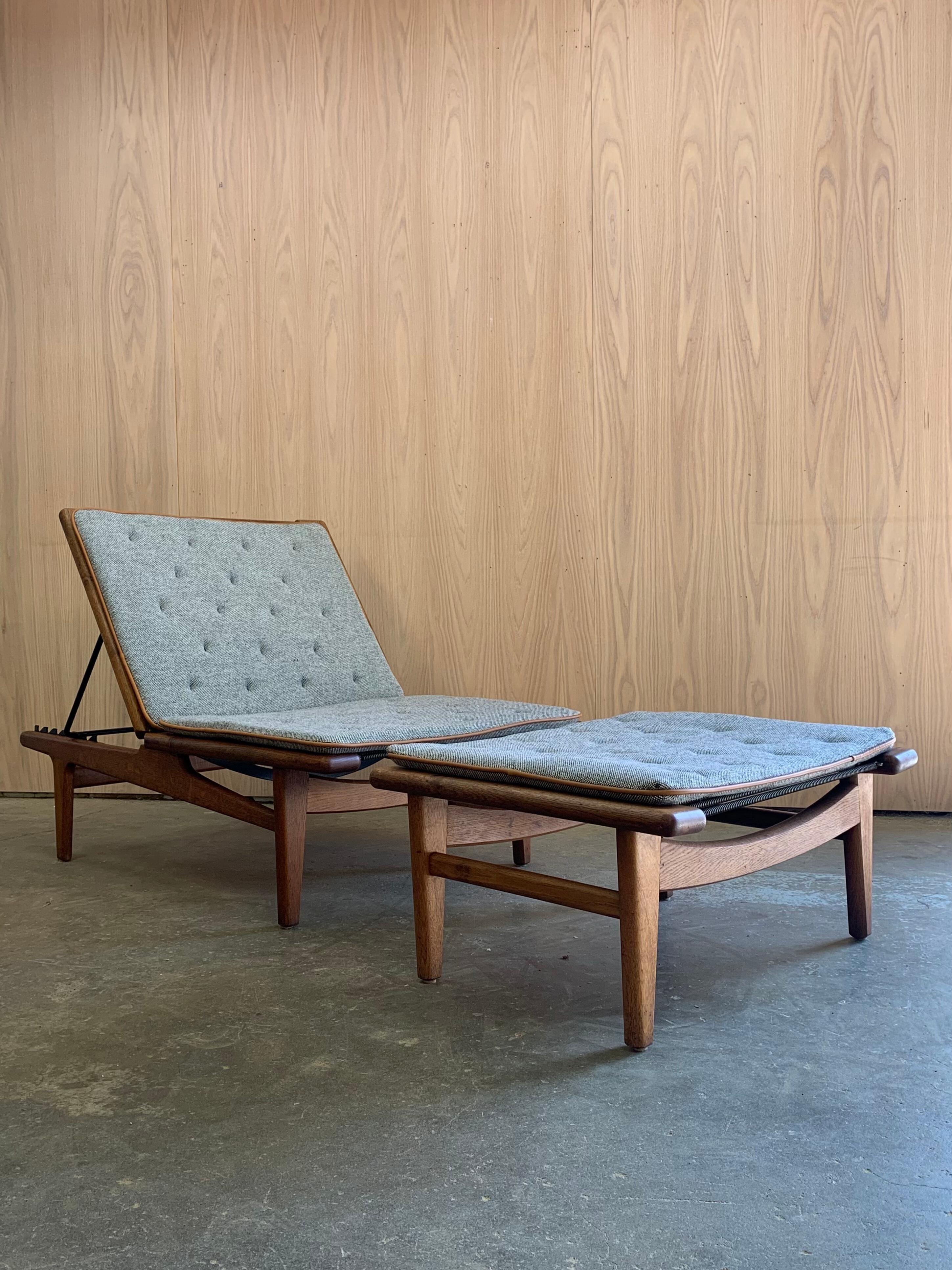 Chêne Chaise longue et pouf en Oak des années 1960  Daybed Model No No 1 by Hans Wegner for Getama en vente