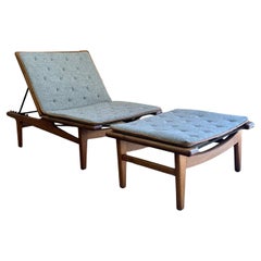 1960s Oak Lounge Chair and Ottoman  Daybed Model GE1 by Hans Wegner for Getama