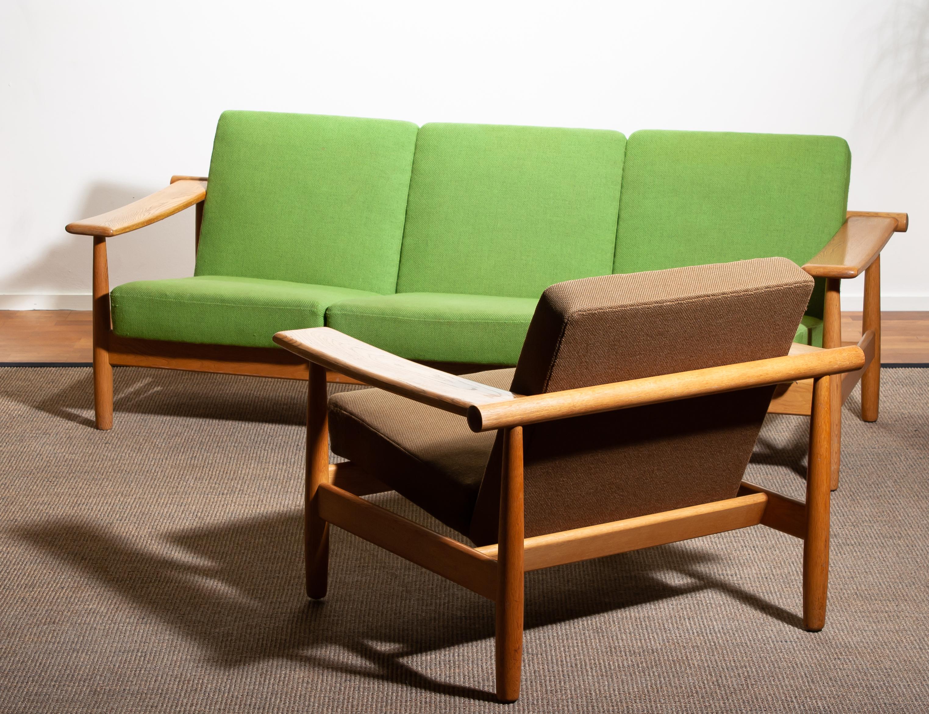 1960s Oak Lounge Chair Livingroom Set from Denmark in GETAMA Style 6