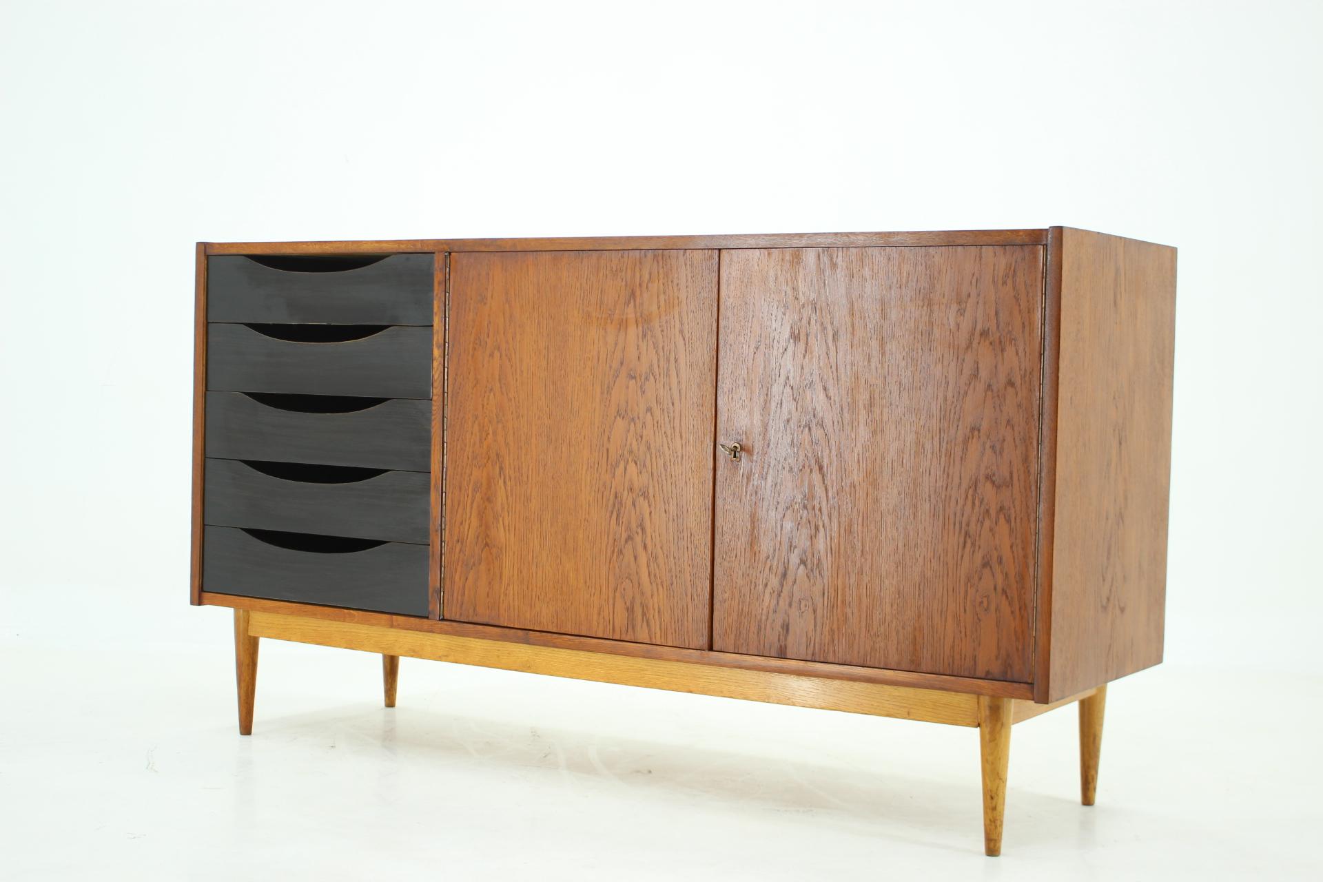 Mid-Century Modern 1960s Oak Sideboard, Czechoslovakia For Sale