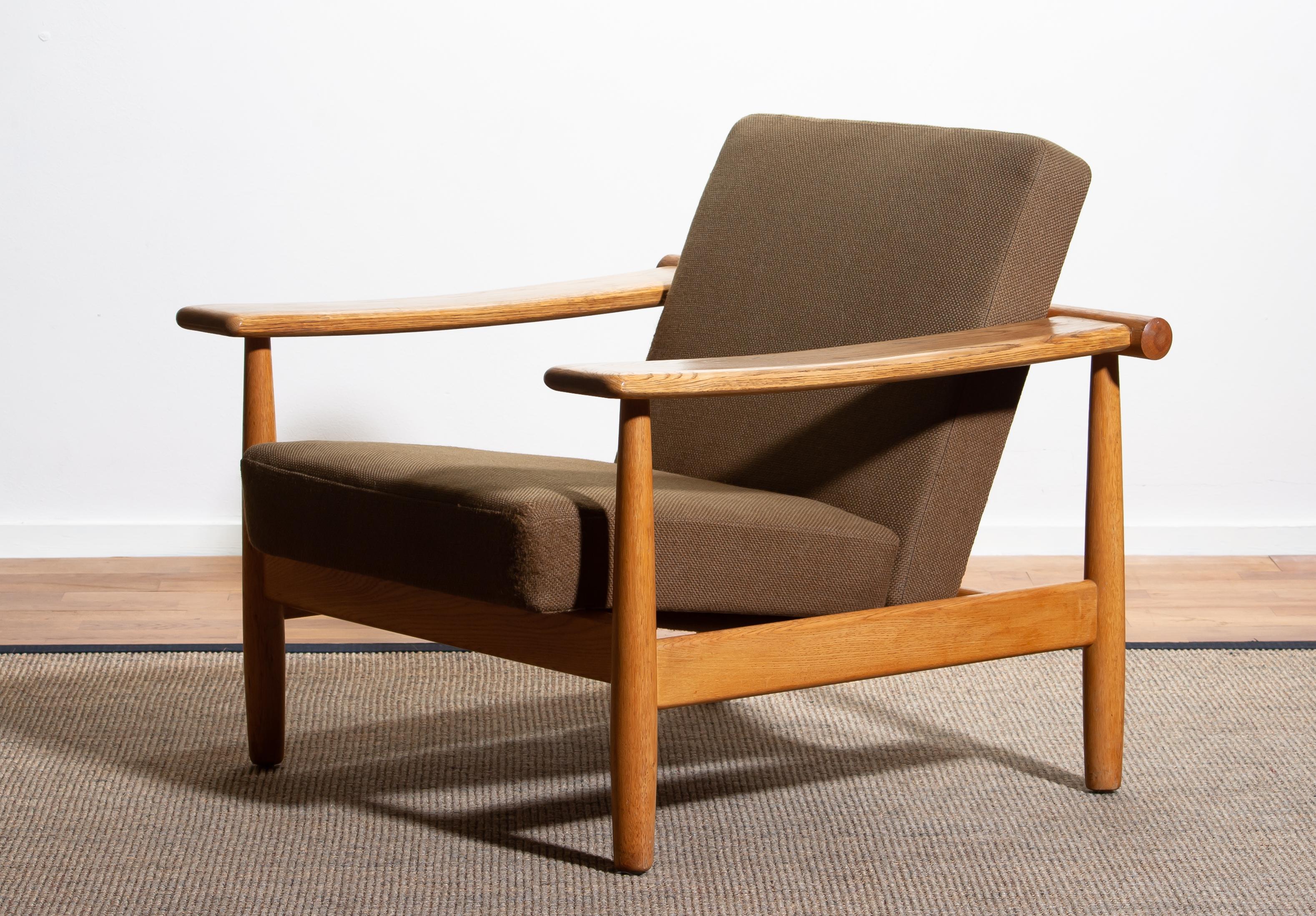 Fabric 1960s, Oak Sofa and Lounge Chair/Living Room Set from Denmark in GETAMA Style
