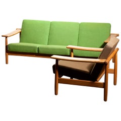 1960s, Oak Sofa and Lounge Chair/Living Room Set from Denmark in GETAMA Style