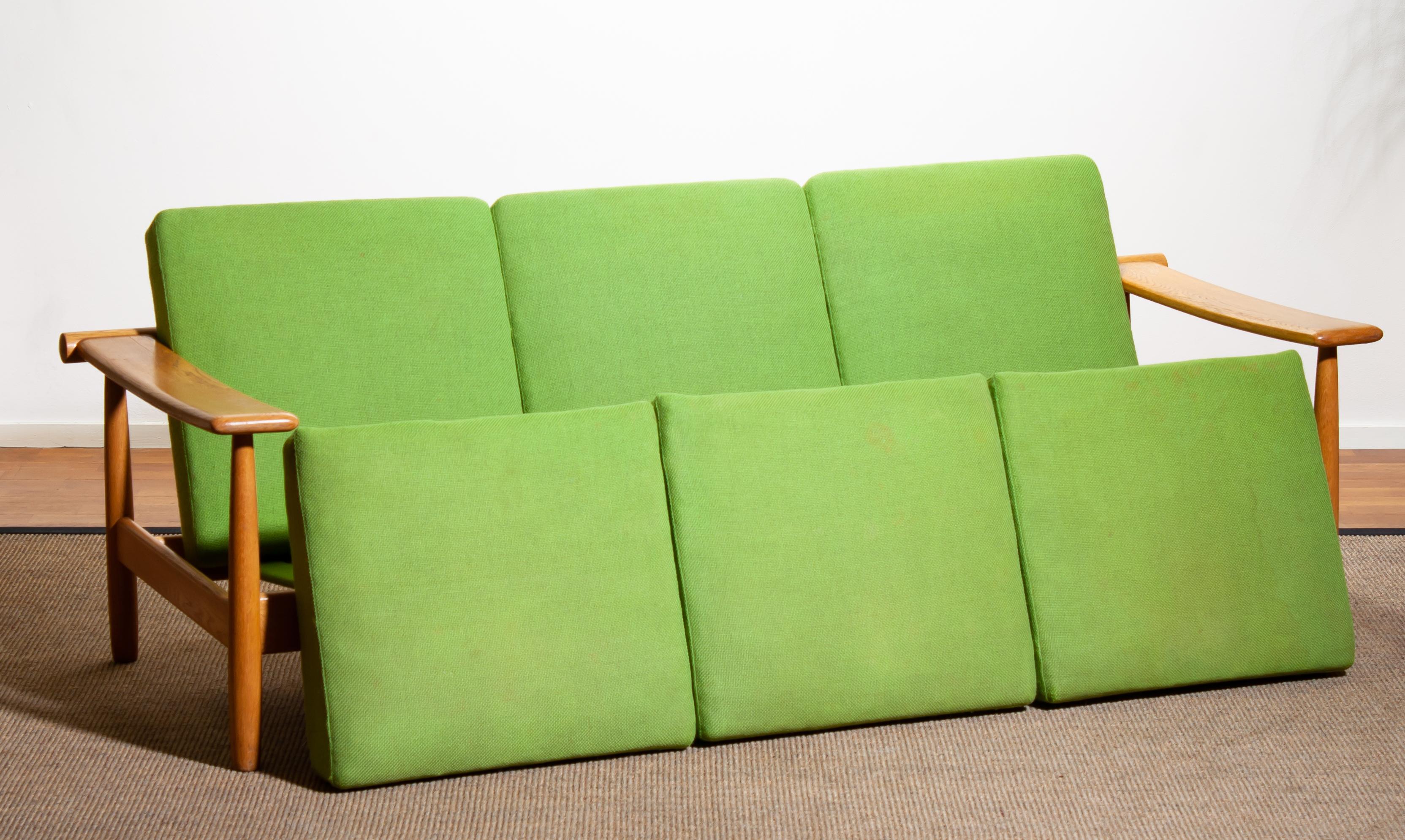 Fabric 1960s, Oak Sofa from Denmark in GETAMA Style