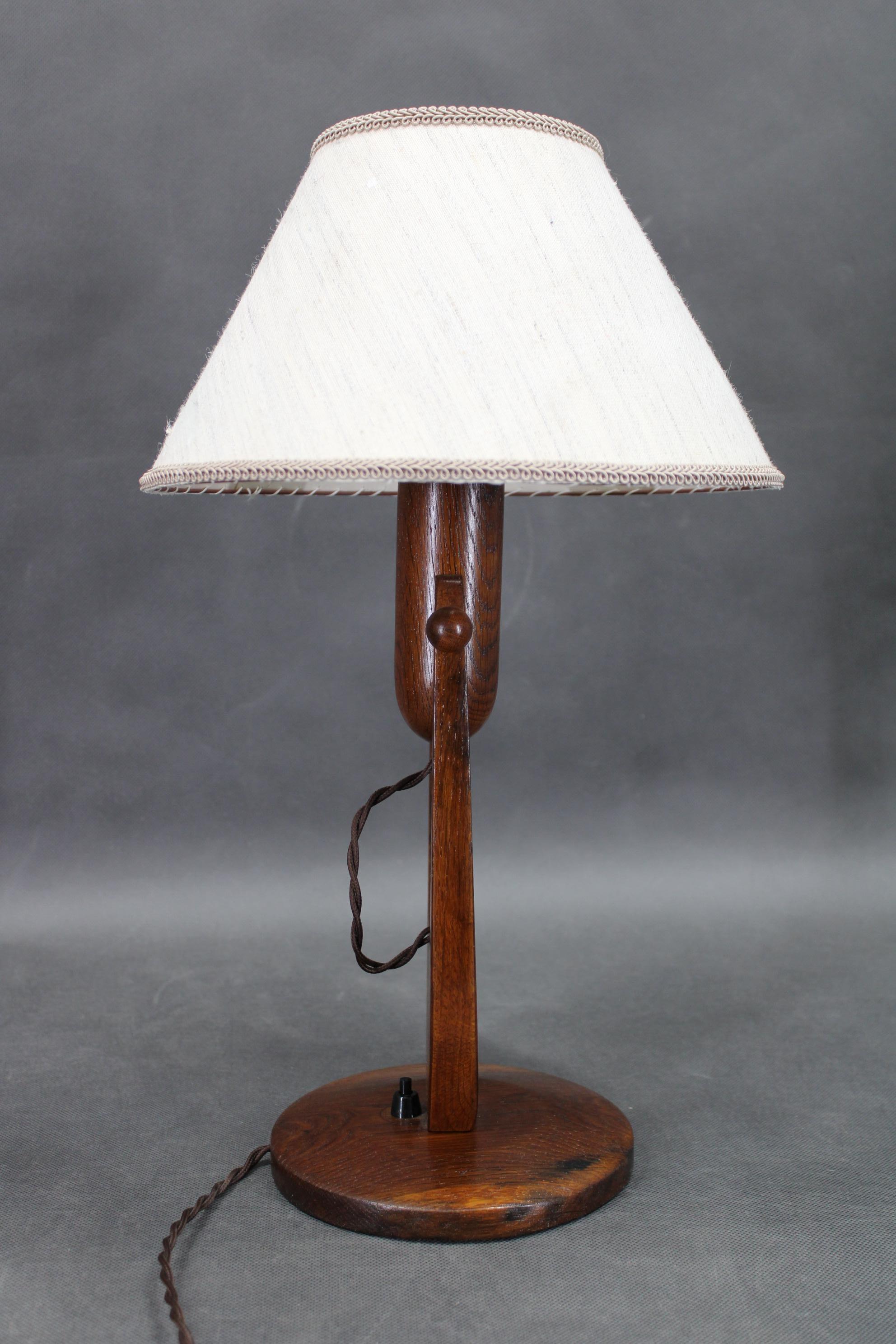 Fabric 1960s Oak Table or Wall Lamp, Czechoslovakia For Sale