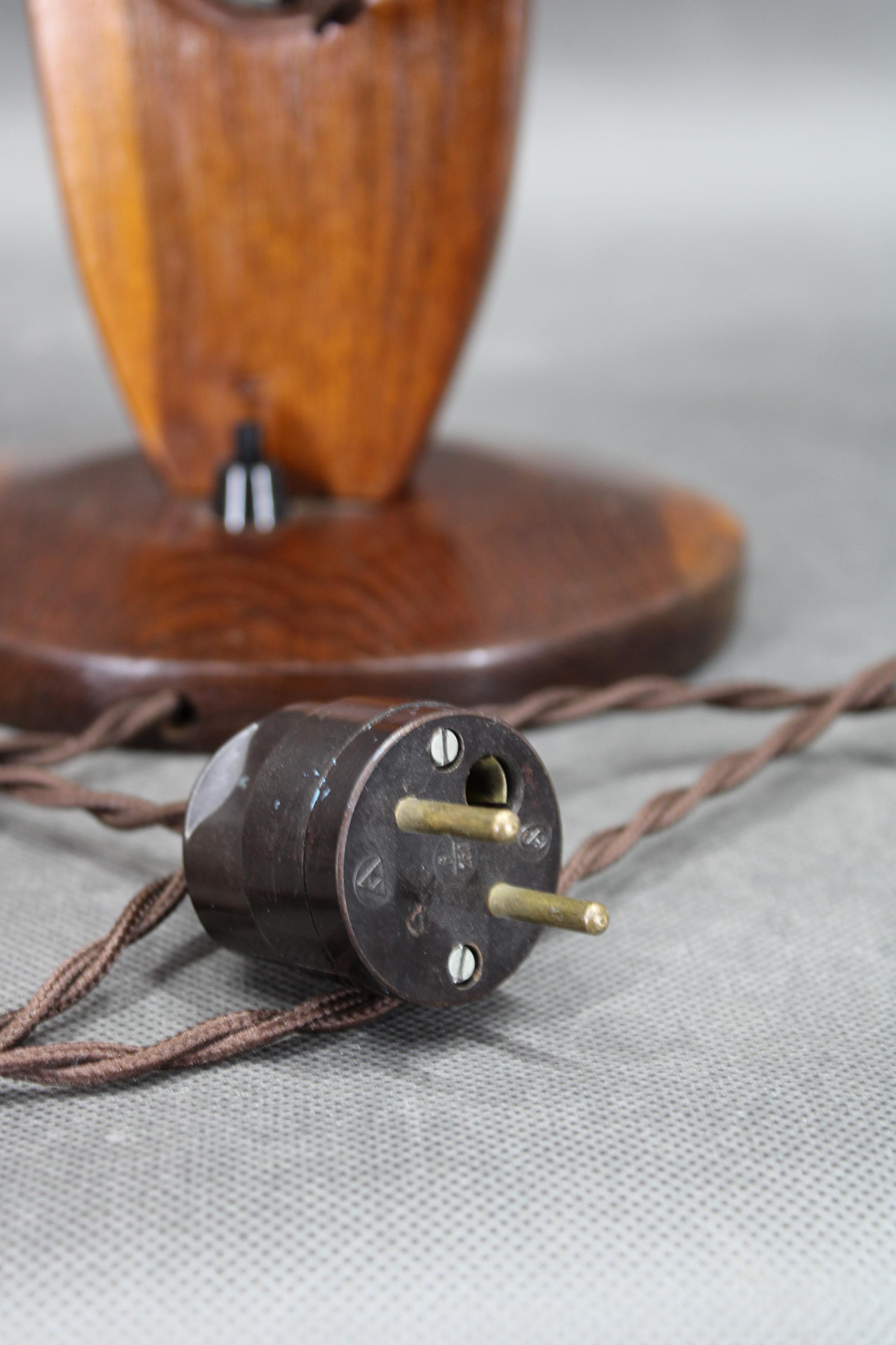 1960s Oak Table or Wall Lamp, Czechoslovakia For Sale 3