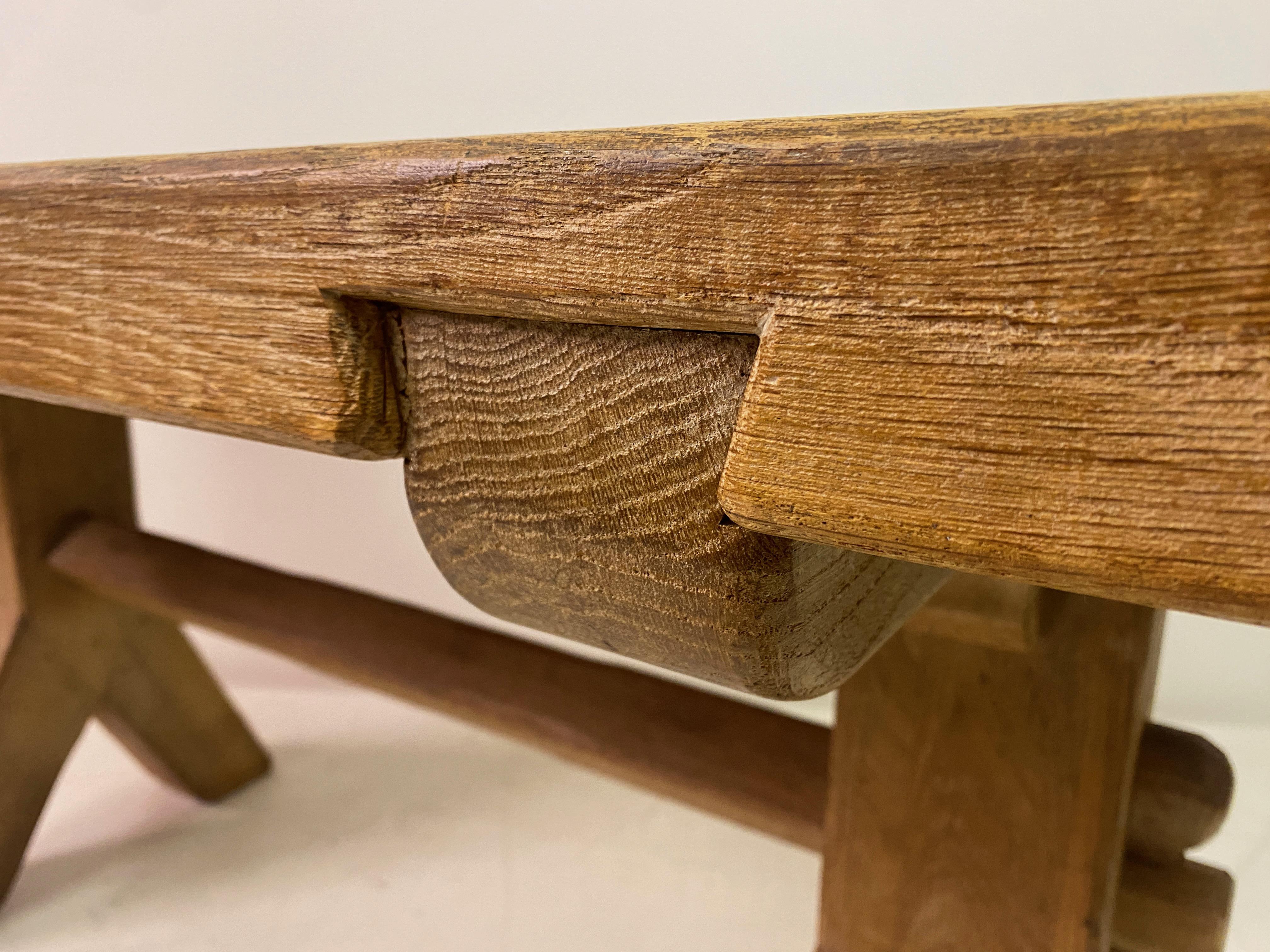 1960S Oak Oak Trestle Dining Table By De Puydt en vente 5