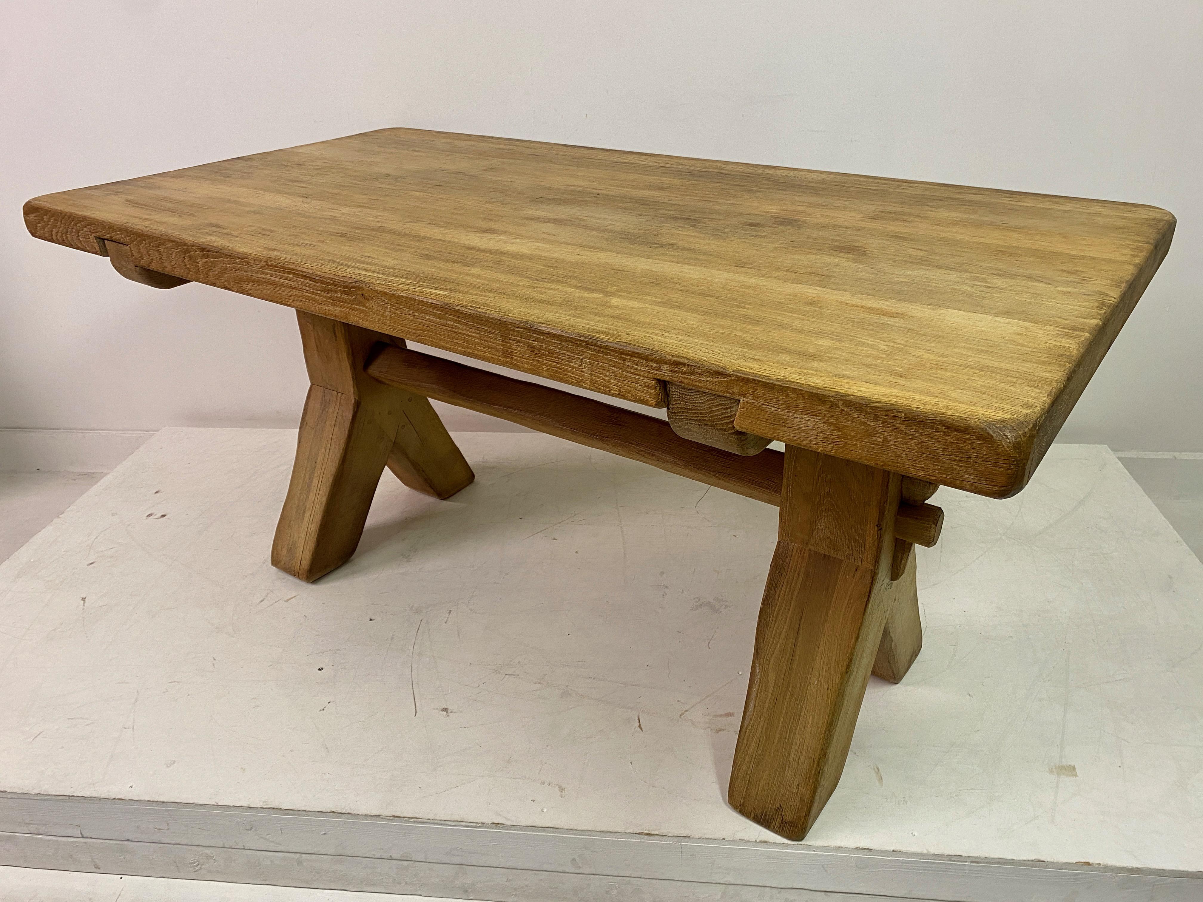 1960S Oak Trestle Dining Table By De Puydt For Sale 11