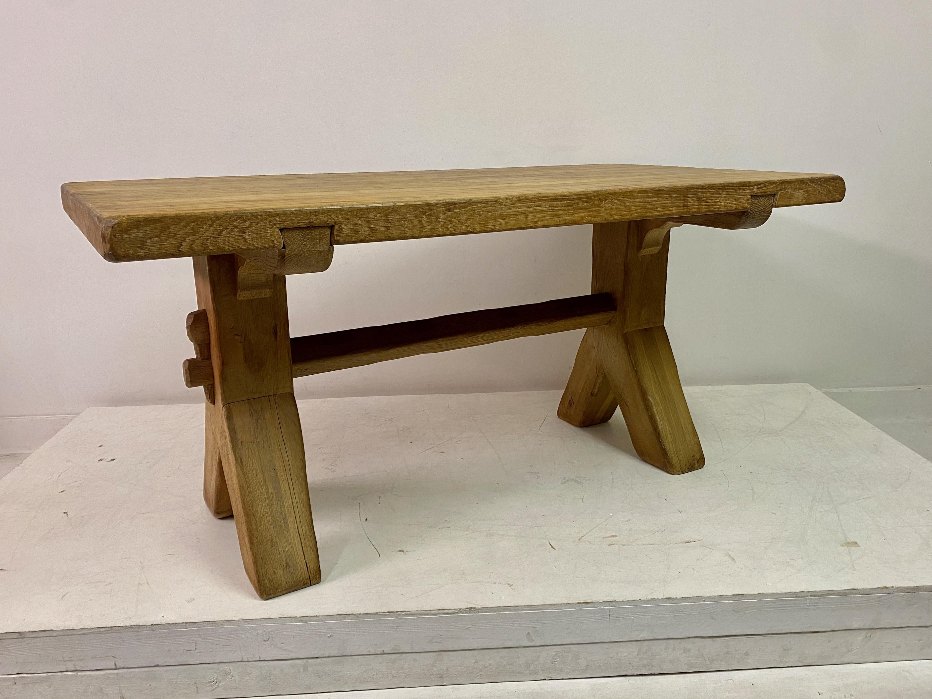 20th Century 1960S Oak Trestle Dining Table By De Puydt For Sale