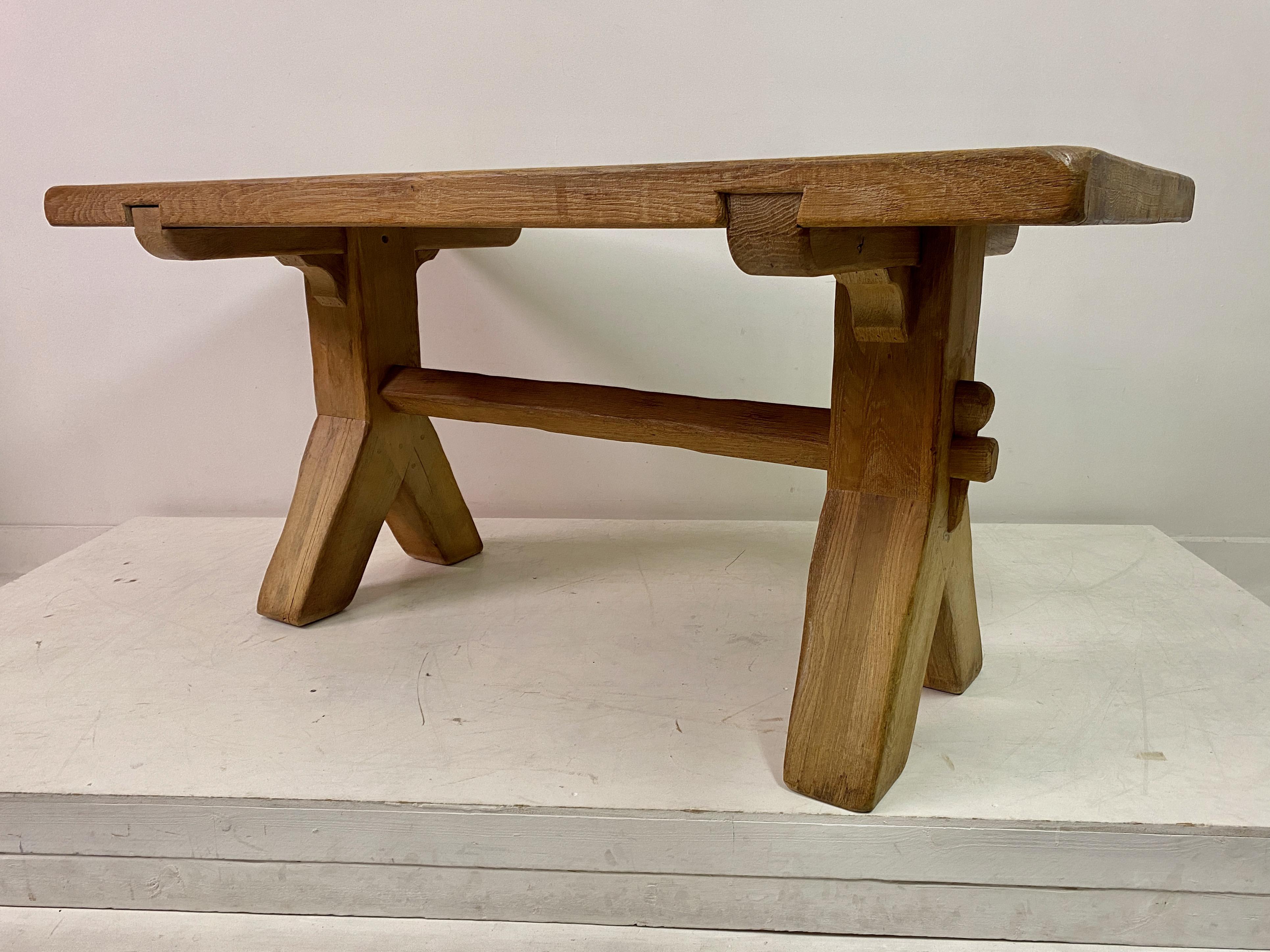 1960S Oak Trestle Dining Table By De Puydt For Sale 2