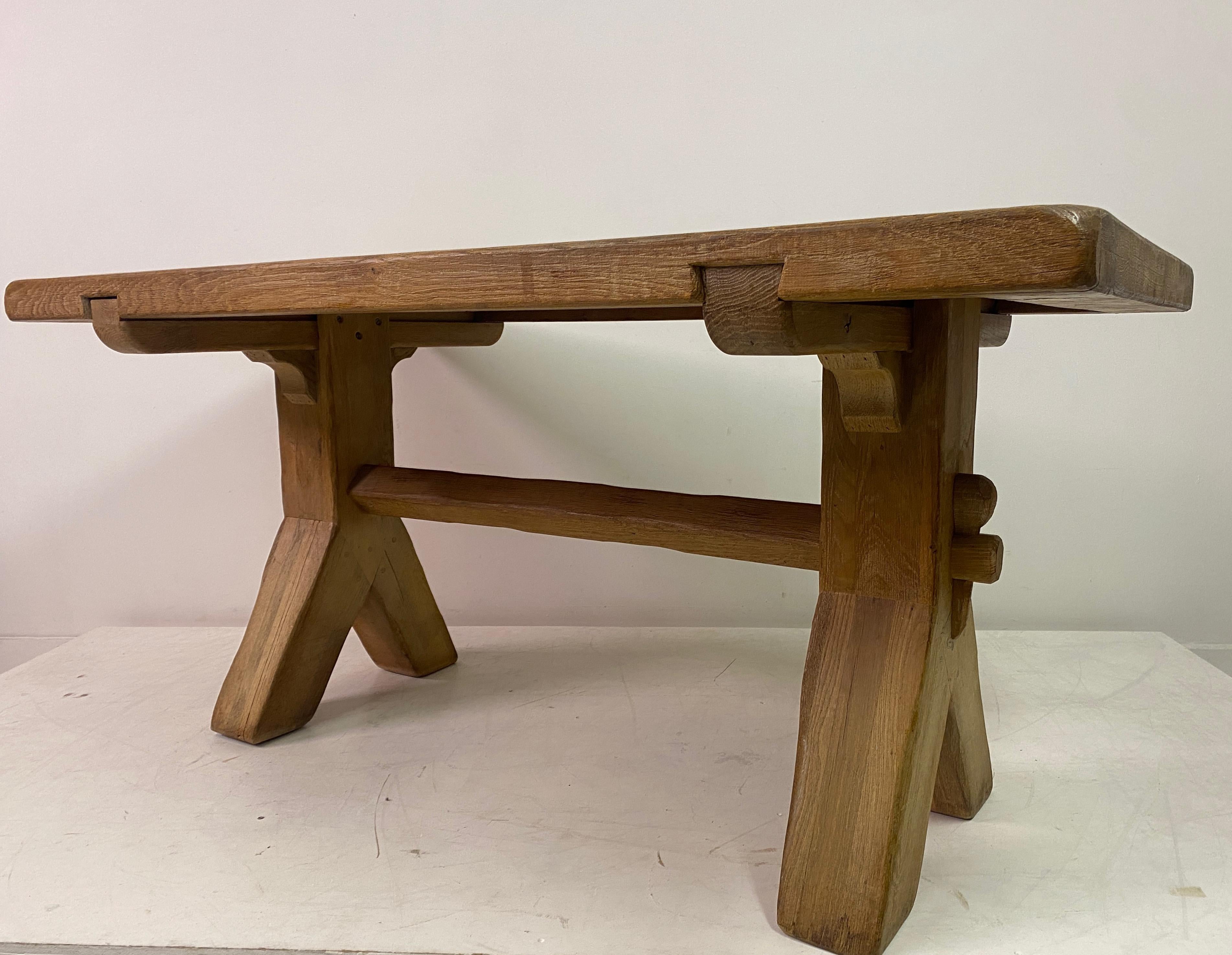 1960S Oak Trestle Dining Table By De Puydt For Sale 3