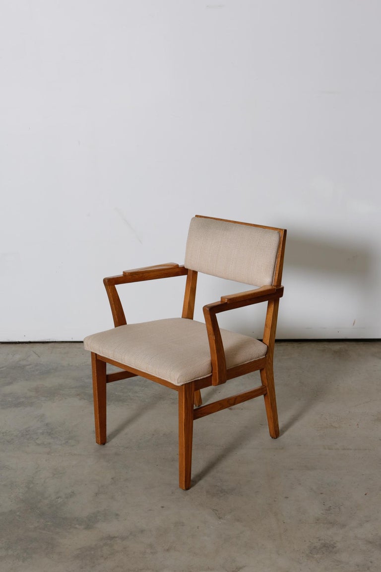 Mid-Century Modern 1960s Oak Upholstered Rare Desk Chair