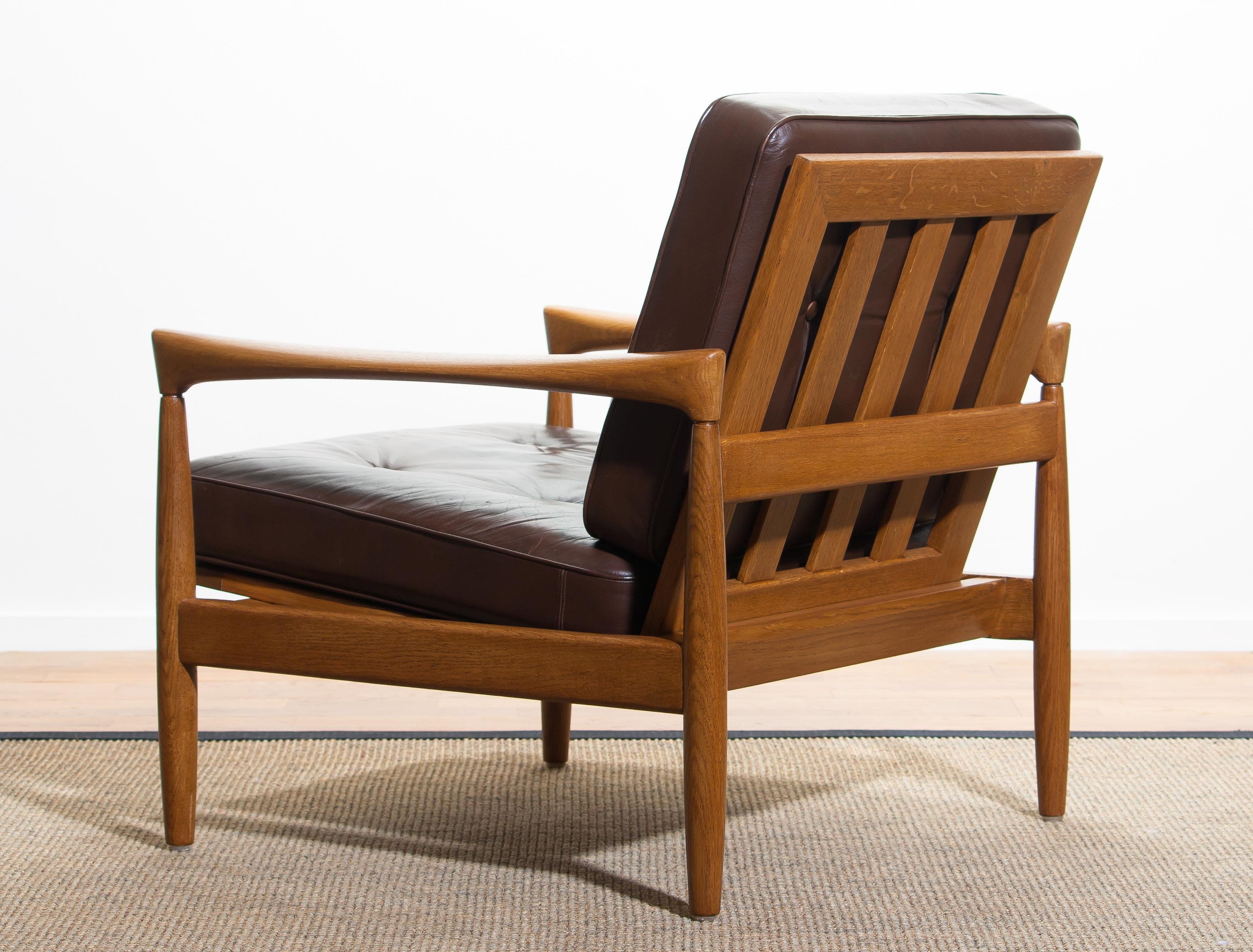 1960s, Oak with Brown Leather Lounge Chair by Erik Wörtz for Bröderna Anderssons 5