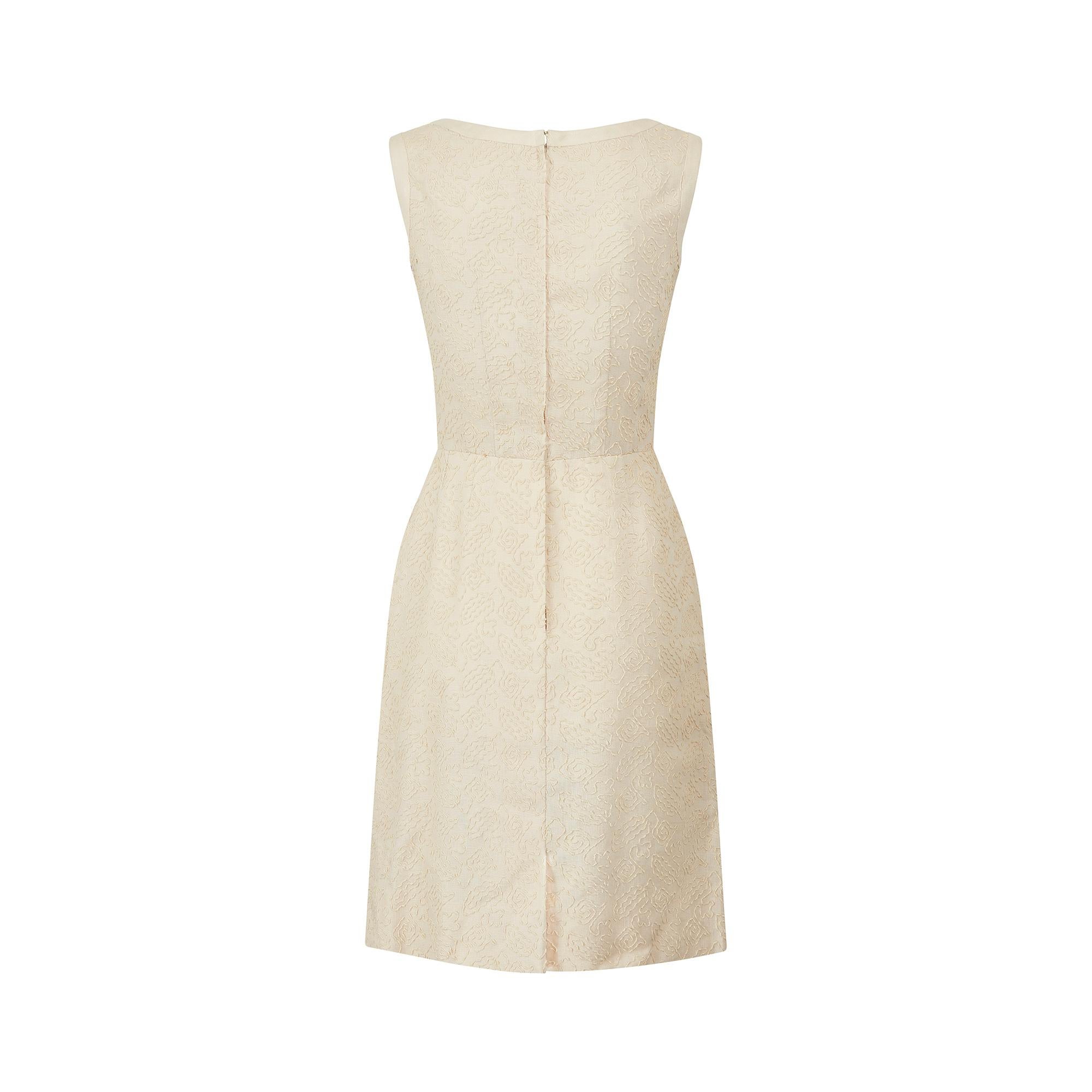 1960s Oatmeal Linen Textured Linen Dress In Excellent Condition For Sale In London, GB