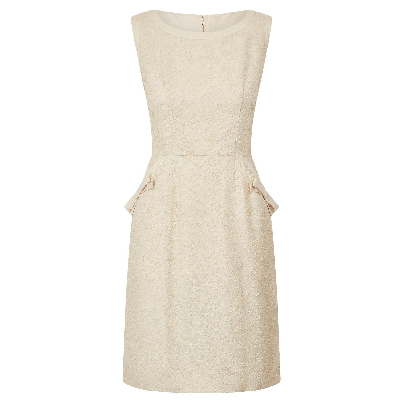 1960s Oatmeal Linen Textured Linen Dress For Sale