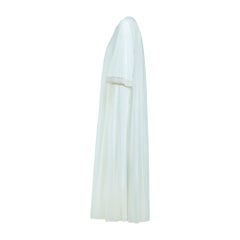 1960s Off-White Chiffon Angel Sleeve Negligee with Tonal Braidwork
