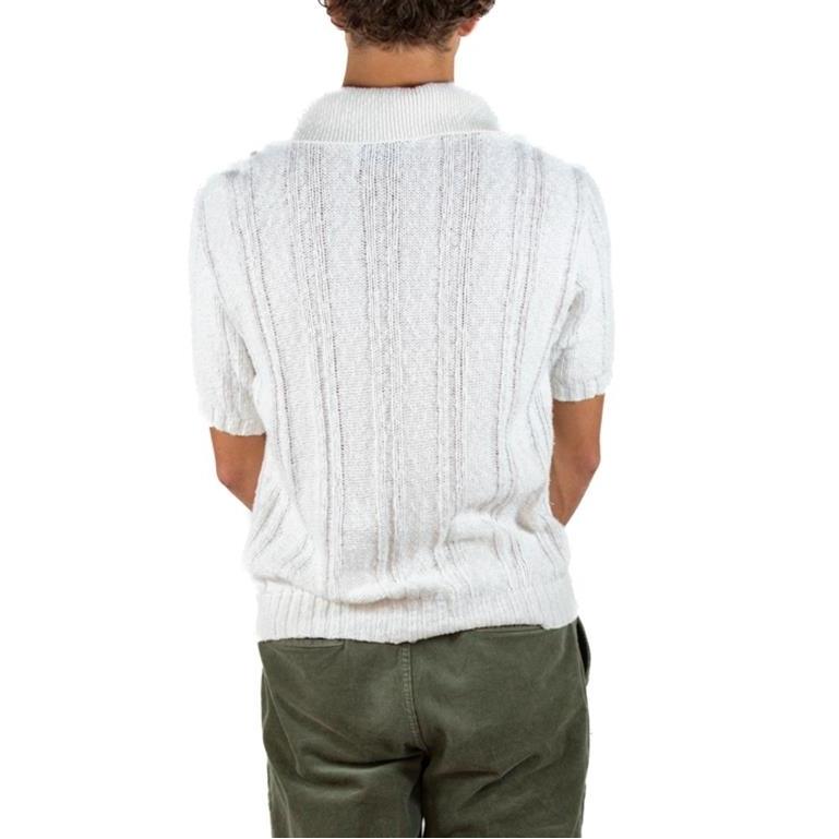 1960S Off White Cotton Blend Knit Men's Shirt In Excellent Condition For Sale In New York, NY