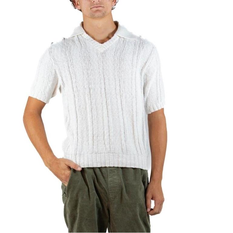 1960S Off White Cotton Blend Knit Men's Shirt For Sale 2
