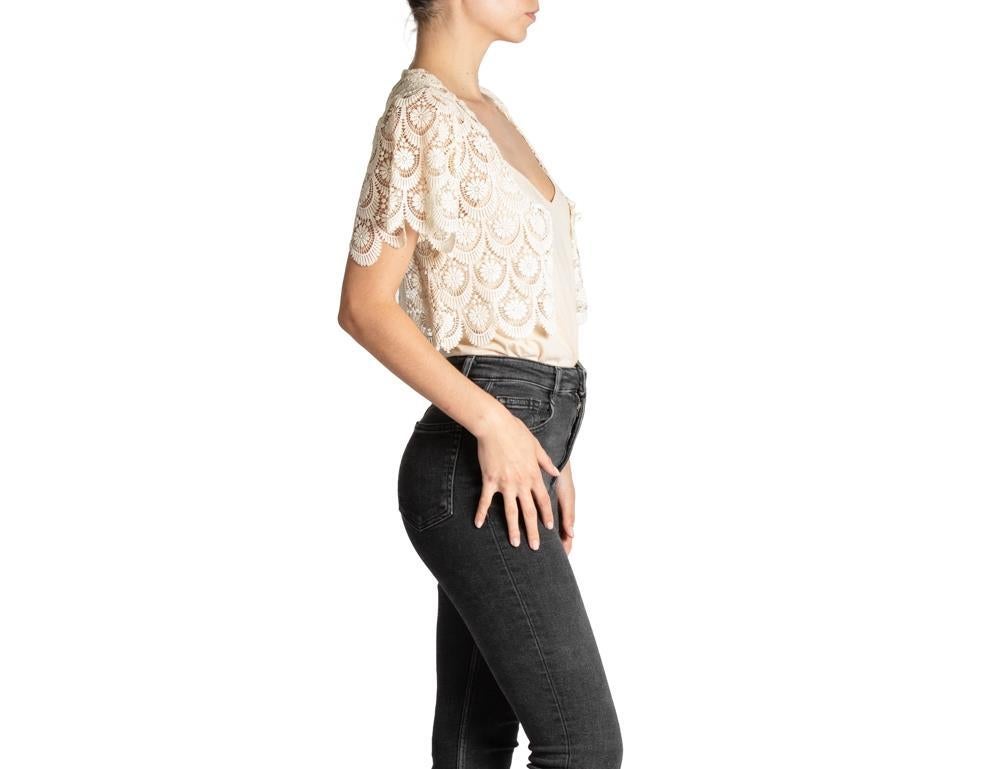 Women's 1960S Off White Cotton Lace Crop Top For Sale