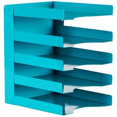 1960s Office Mail Organizer/Magazine Rack Refinished in Teal