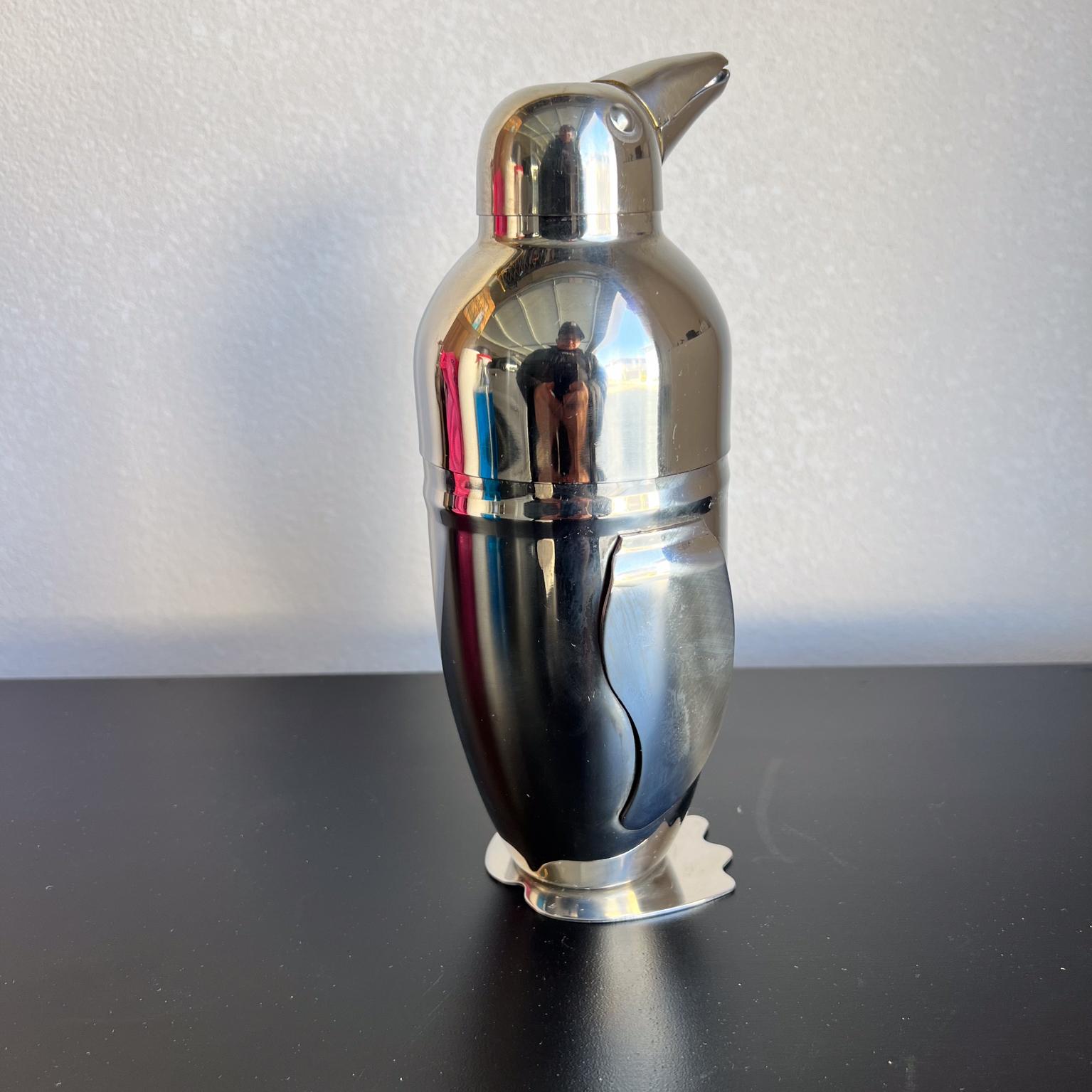 Mid-Century Modern 1960s Oggi Dapper Penguin Stainless Cocktail Shaker
