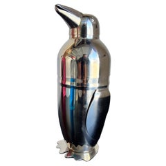 1960s Oggi Dapper Penguin Stainless Cocktail Shaker