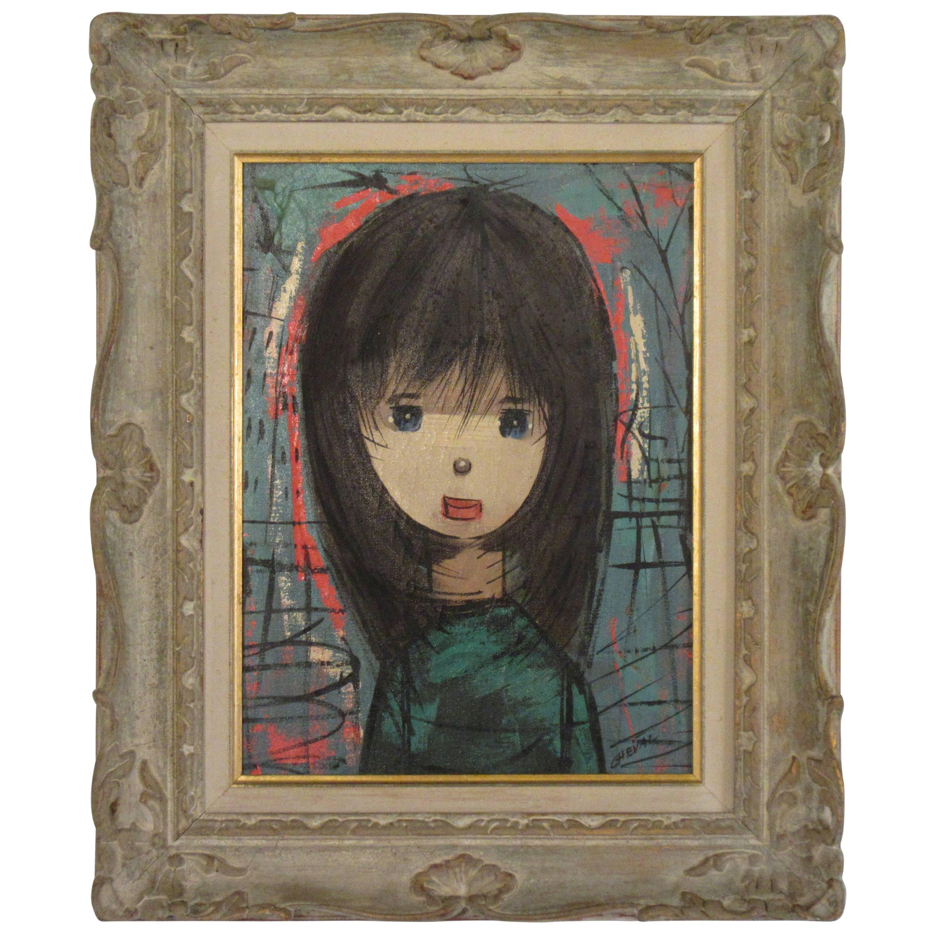 1960s Oil on Canvas Young Girl