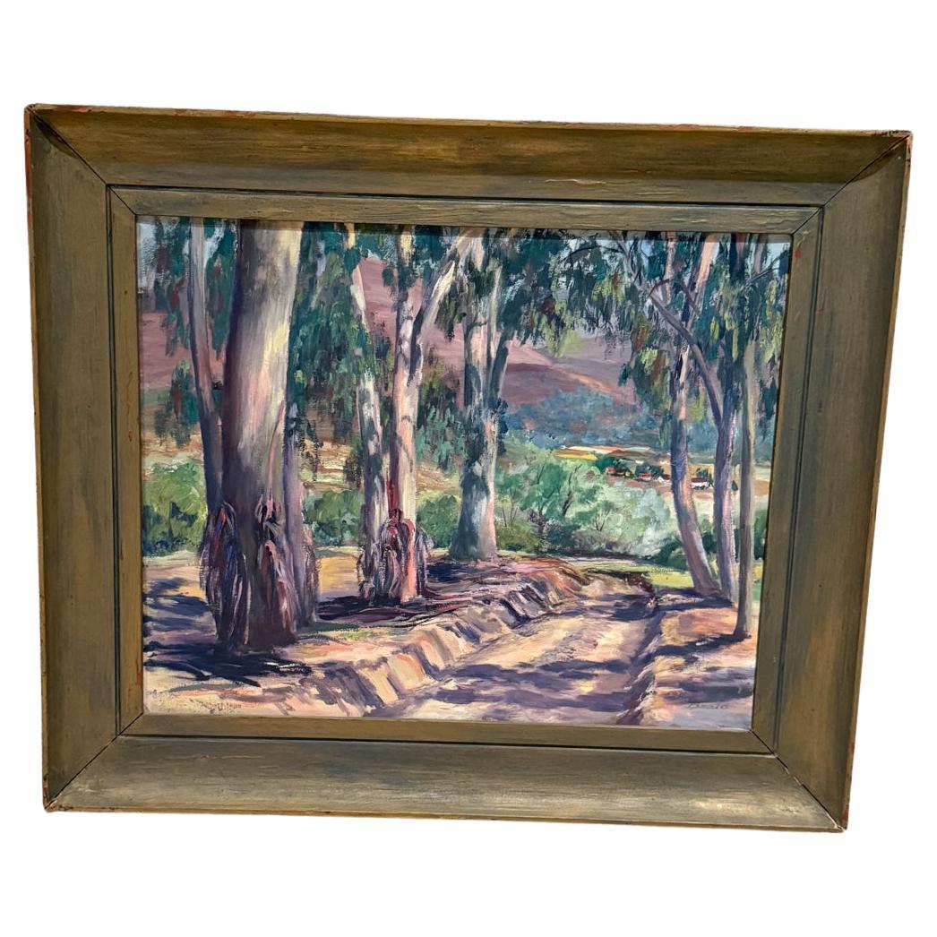 1960s Pintura al óleo Impresionista Calif Paisaje Arte firmado