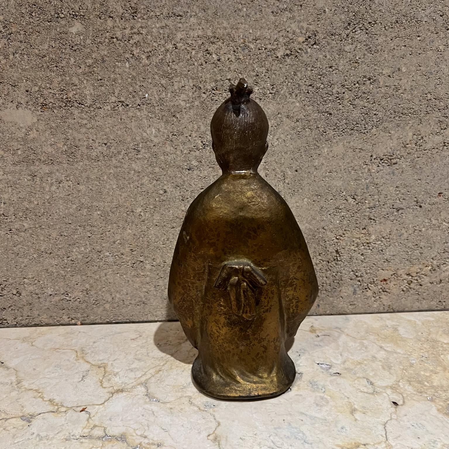 1960s Okimono Figurine Selflessness Child Gilded Cast Iron 5