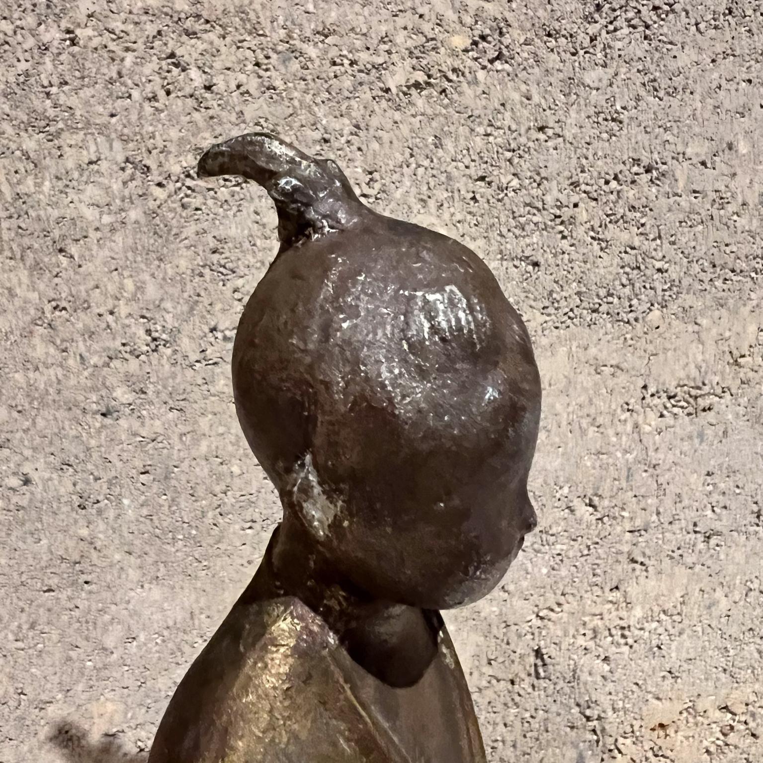 1960s Okimono Figurine Selflessness Child Gilded Cast Iron 3