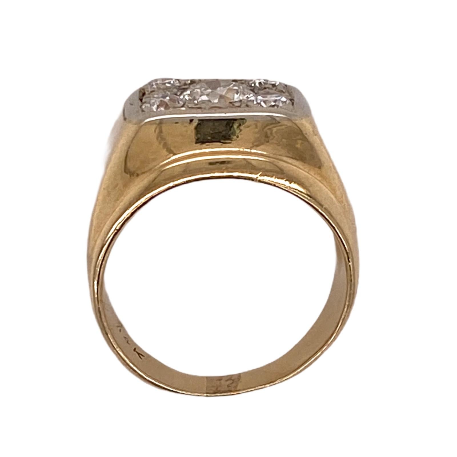 Contemporary 1960s Old European Cut Diamond 14 Karat Yellow Gold Vintage Ring For Sale