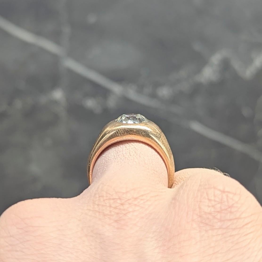 1960's Old European Cut Diamond 14K Yellow Gold Vintage Unisex Signet Ring For Sale 8