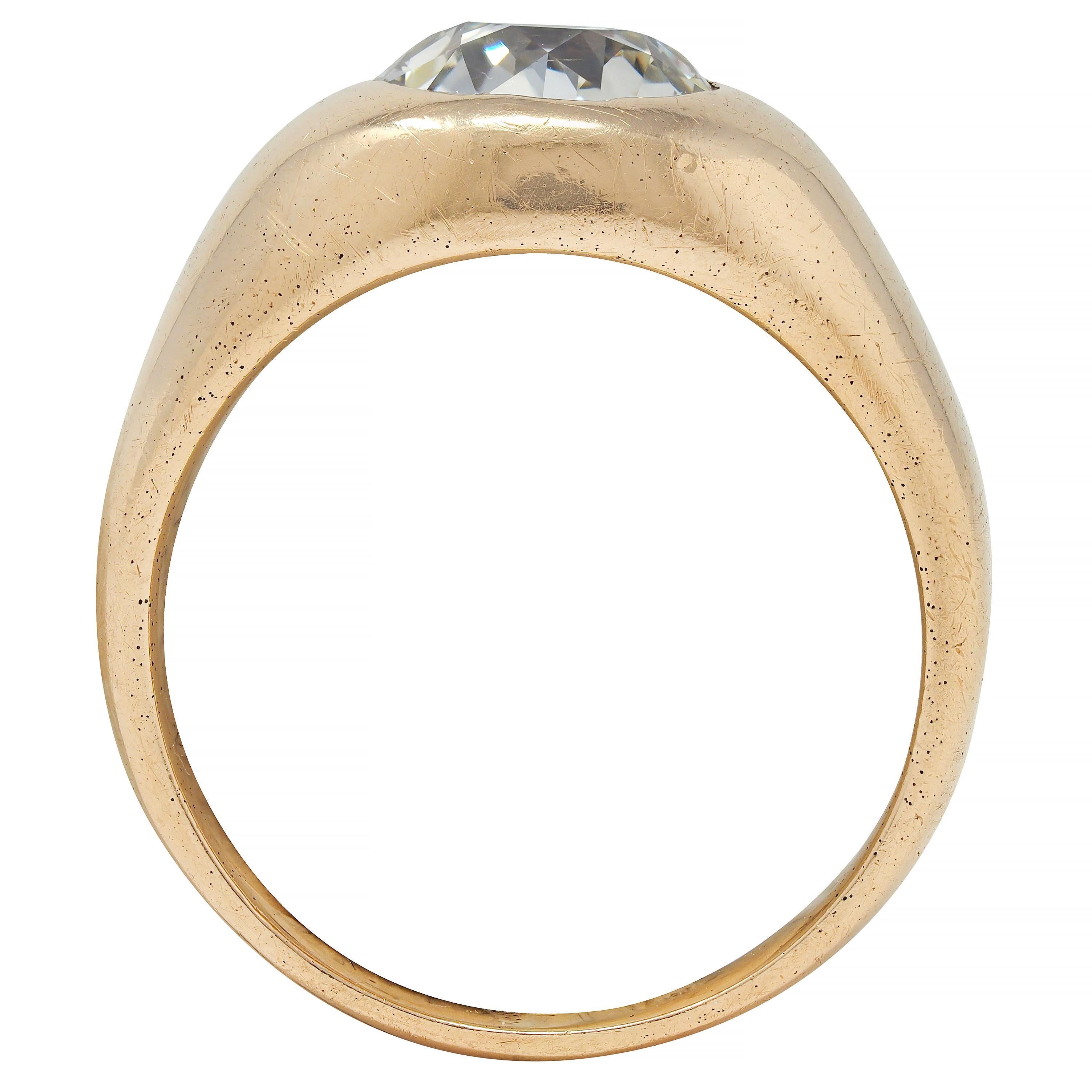 1960's Old European Cut Diamond 14K Yellow Gold Vintage Unisex Signet Ring For Sale 6